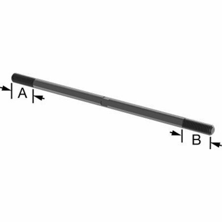 BSC PREFERRED Black-Oxide Steel Threaded on Both Ends Stud 1/2-13 Thread Size 12 Long 1-1/2 Long Threads 90281A748